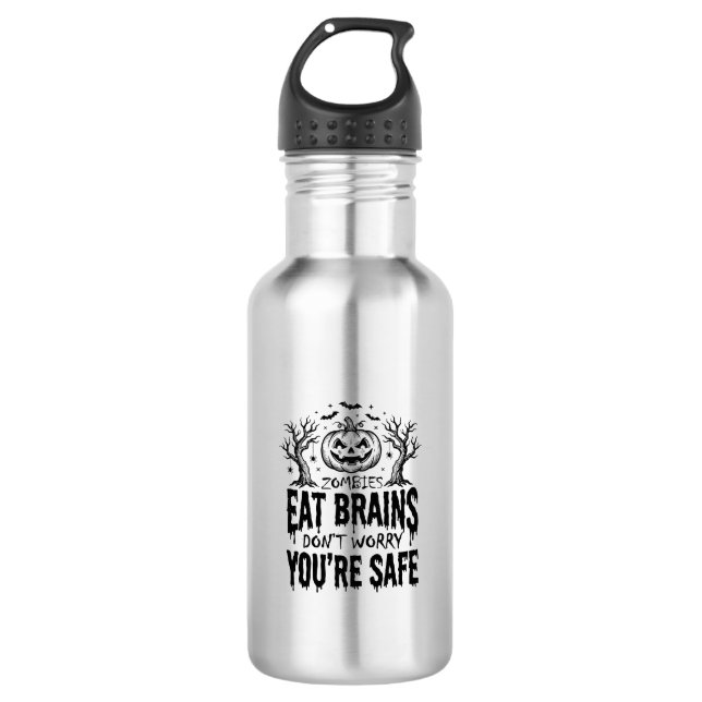 Zombies Eat Brains Funny Halloween Vector Design_1 532 Ml Water Bottle (Front)