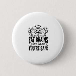 Zombies Eat Brains Funny Halloween Vector Design_1 6 Cm Round Badge