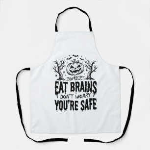 Zombies Eat Brains Funny Halloween Vector Design_1 Apron