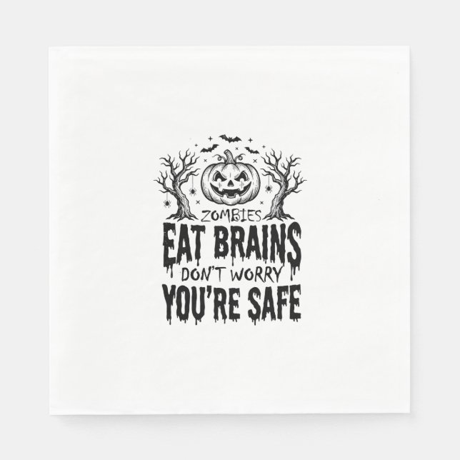Zombies Eat Brains Funny Halloween Vector Design_1 Napkin (Front)
