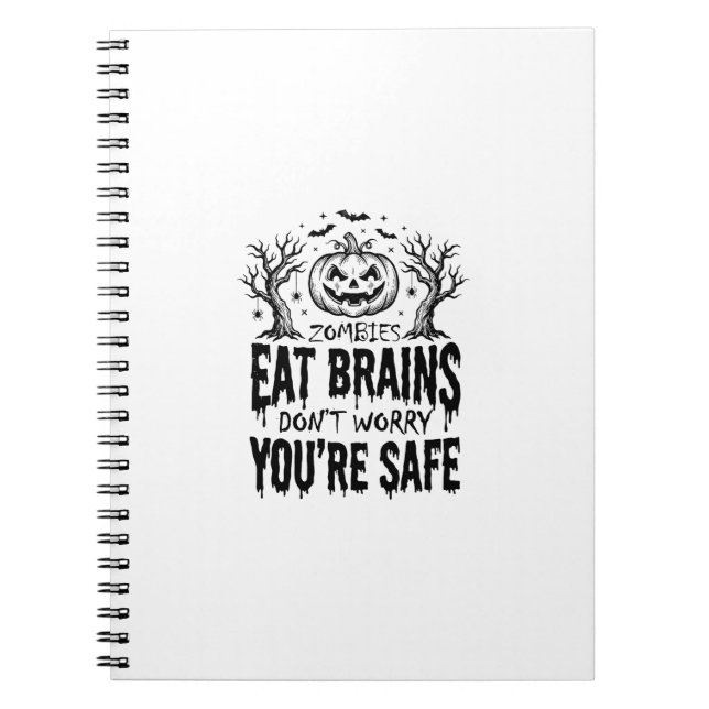 Zombies Eat Brains Funny Halloween Vector Design_1 Notebook (Front)