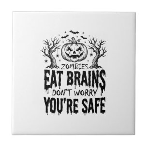 Zombies Eat Brains Funny Halloween Vector Design_1 Tile