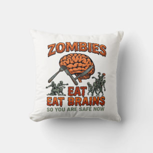 Zombies Eat Brains Halloween Brain Fork Knife_1 Cushion