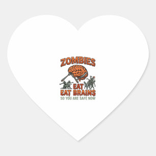 Zombies Eat Brains Halloween Brain Fork Knife_1 Heart Sticker