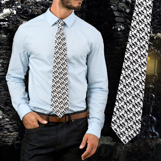 Zombies Halloween Black and White Pattern Tie (Creator Uploaded)