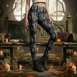 Zombies Halloween Grey on Black ID1297 Leggings