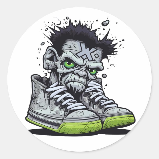 Zombie's illustration classic round sticker (Front)