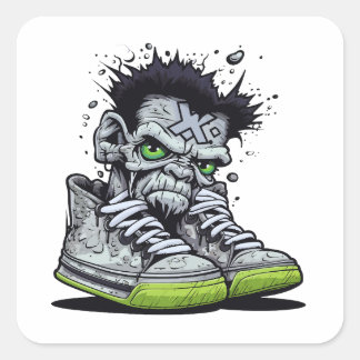 Zombie's illustration square sticker