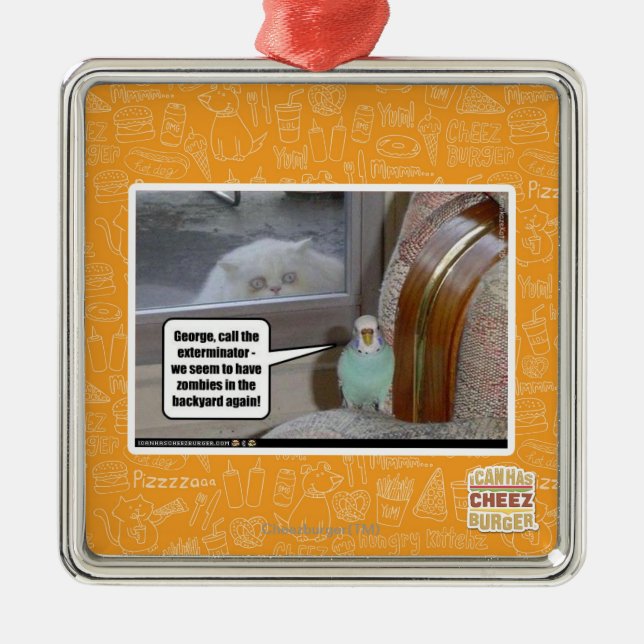 Zombies in the backyard metal tree decoration (Front)