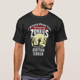 Zombies Scottish Terrier Spooky Halloween T-Shirt