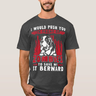 Zombies To Save My St Bernard Funny Halloween Dog T-Shirt