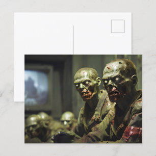 zombies watching Russian tv propaganda Postcard