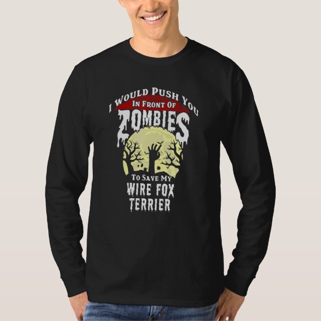 Zombies Wire Fox Terrier Spooky Halloween T-Shirt (Front)