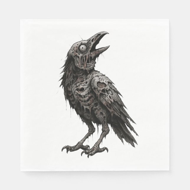 Zombified Crow Napkin (Front)