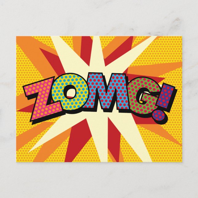 ZOMG Fun Retro Comic Book Pop Art Announcement Postcard (Front)