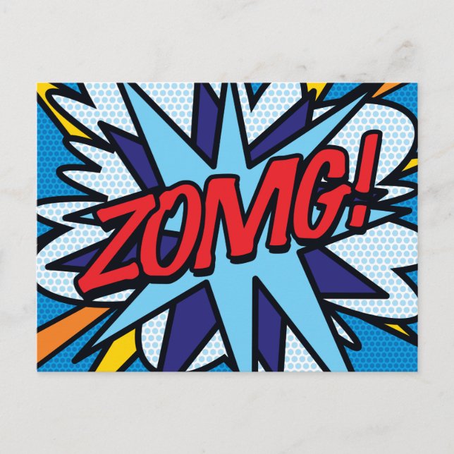 ZOMG Fun Retro Comic Book Pop Art Announcement Postcard (Front)