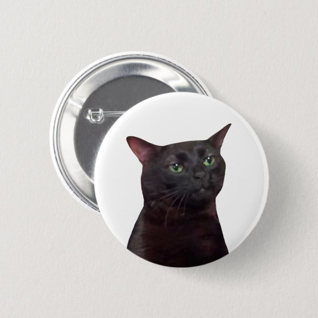 Zoned Out Cat Meme Pin Button (Front & Back)