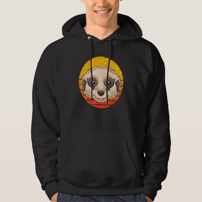 Zoo Animal Africa Safari Retro Meerkat Hoodie (Front)