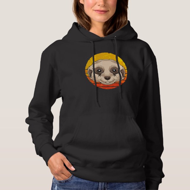 Zoo Animal Africa Safari Retro Meerkat Hoodie (Front)