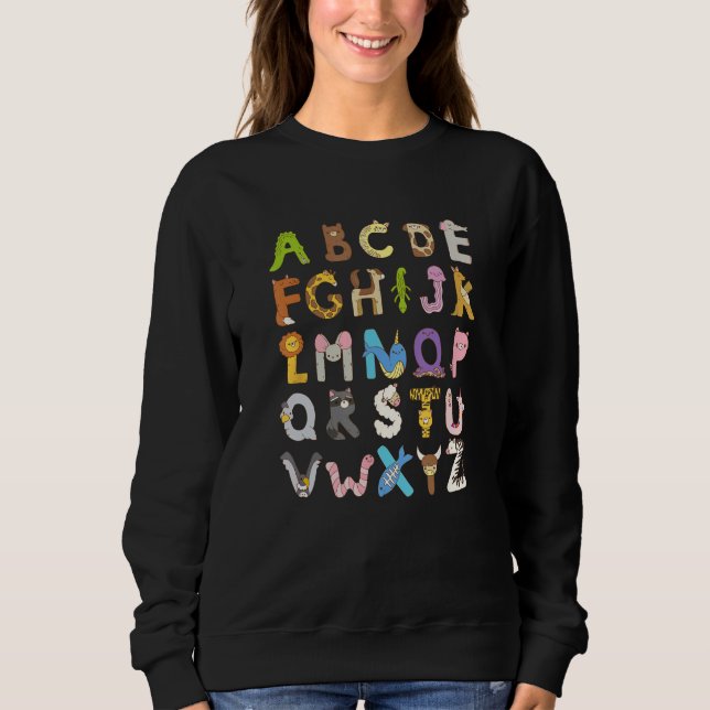 Zoo Animal Alphabe ABCs Learning For Boys Girls Ki Sweatshirt (Front)