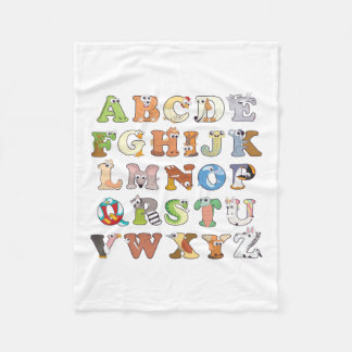 Zoo Animal Alphabet Letters ABCs Learning Fleece Blanket