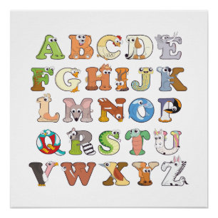 Zoo Animal Alphabet Letters ABCs Learning Poster