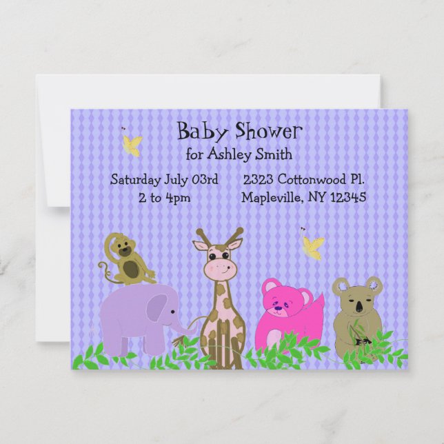Zoo Animal Baby Shower Invitation (Front)