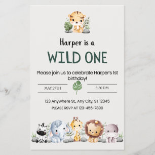 Zoo Animal Birthday Invitation Flyer