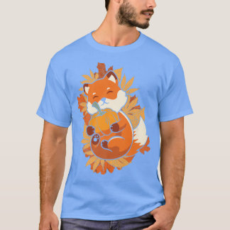 Zoo Animal Fo Autumn Falling Leaves Forest Animal  T-Shirt