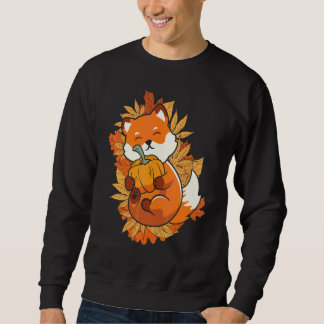 Zoo Animal Fox Autumn Falling Leaves Forest Animal Sweatshirt