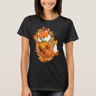 Zoo Animal Fox Autumn Falling Leaves Forest Animal T-Shirt
