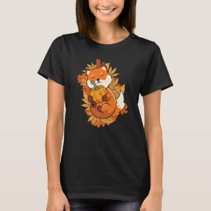 Zoo Animal Fox Autumn Falling Leaves Forest Animal T-Shirt
