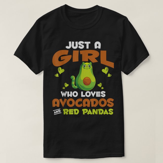 Zoo Animal Just A Girl Who Loves Avocados And Red  T-Shirt (Design Front)