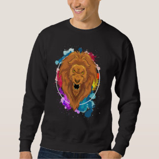 Zoo Animal Lion  Africa Safari Colourful Lion Sweatshirt