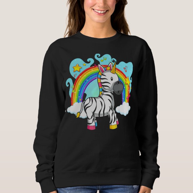 Zoo Animal  Rainbow Zebracorn Fantasy Unicorn Zebr Sweatshirt (Front)