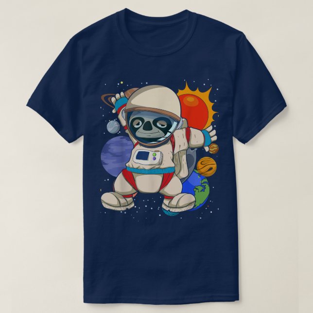 Zoo Animal Space Scientist Planets Universe Sloth  T-Shirt (Design Front)