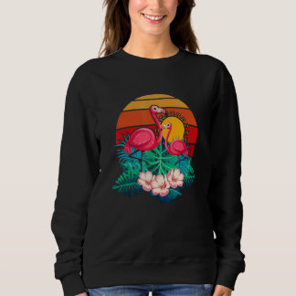 Zoo Animal Tropic Summer Sunrise Flamingo Vintage  Sweatshirt