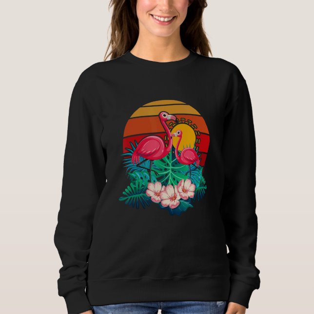 Zoo Animal Tropic Summer Sunrise Flamingo Vintage  Sweatshirt (Front)