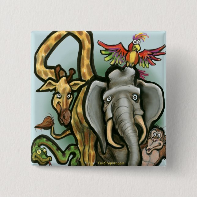 Zoo Animals 15 Cm Square Badge (Front)