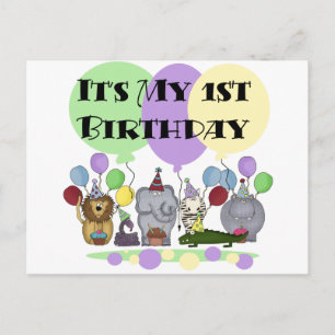 Zoo Animals 1st Birthday Tshirts and Gifts Postcard