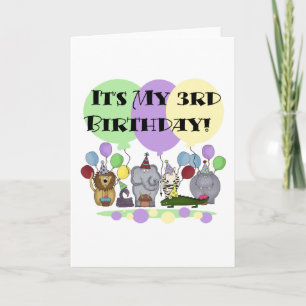 Zoo Animals 3rd Birthday Tshirts and Gifts Card