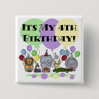 Zoo Animals 4th Birthday Tshirts and Gifts 15 Cm Square Badge