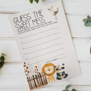 Zoo Animals Baby Shower Guess Sweet Mess Game Flyer