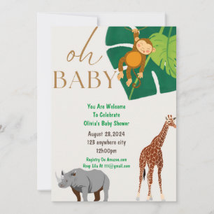 Zoo animals baby shower invitation