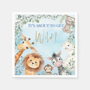 Zoo Animals Baby Shower-It's About To Get Wild! Napkin