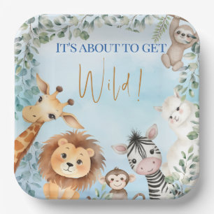 Zoo Animals Baby Shower-It's About To Get Wild! Paper Plate