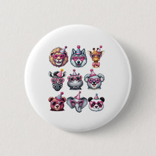 Zoo Animals Birthday Party Wildlife Lovers Boys Gi 6 Cm Round Badge