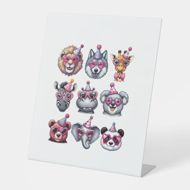 Zoo Animals Birthday Party Wildlife Lovers Boys Gi Pedestal Sign (Front)