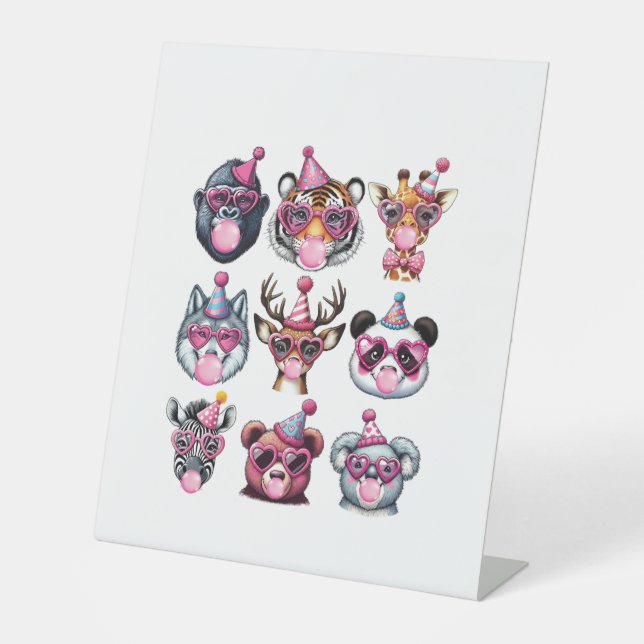 Zoo Animals Birthday Party Wildlife Lovers Boys Gi Pedestal Sign (Front)