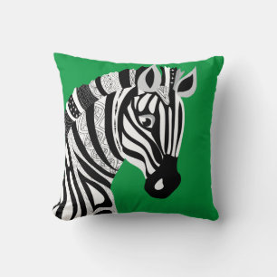 Zoo Animals Black White Tribal Zebra Throw Pillow